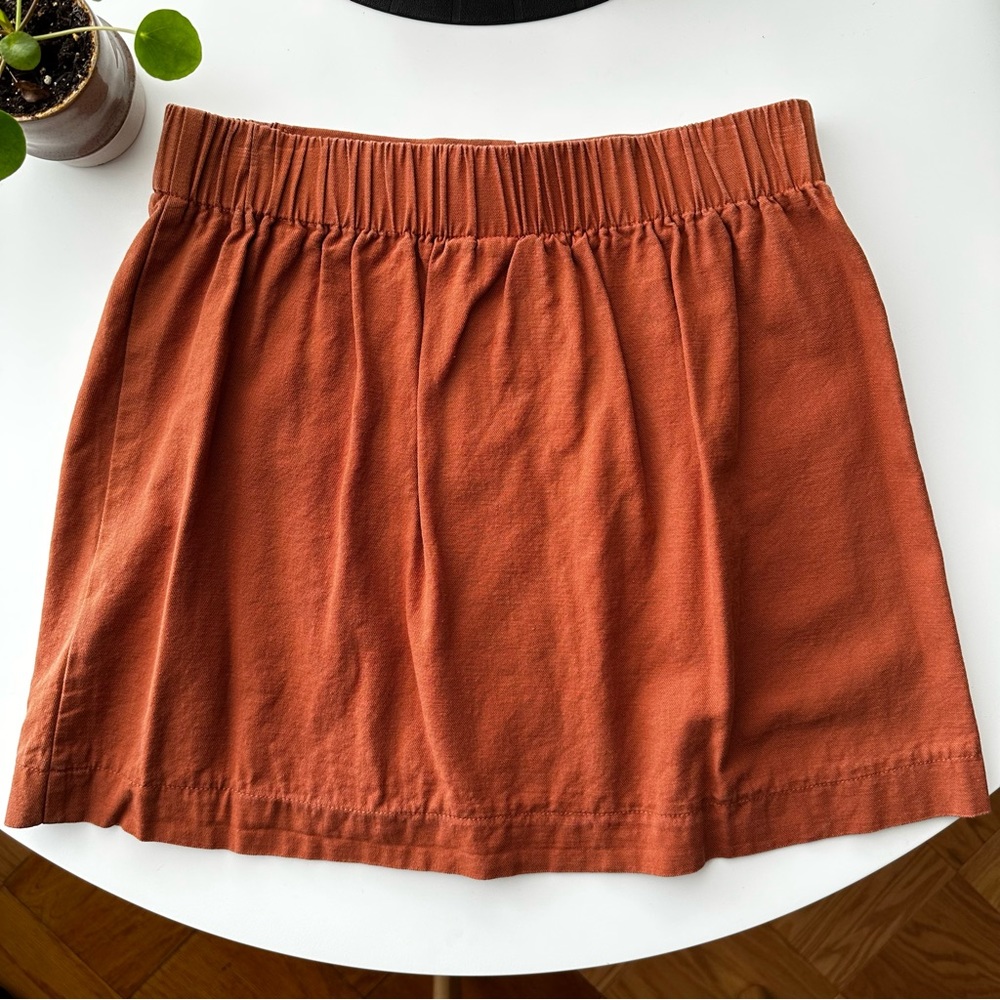 Good Luck Gem Rust Button-Front Mini Skirt - Picture 2 of 4